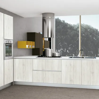 Cucina Moderna Ank finitura Rovere Bianco di Creo