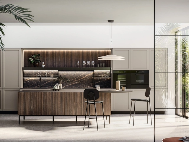 Cucina Moderna con isola Alma 01 in pet e laminato di Arredo3