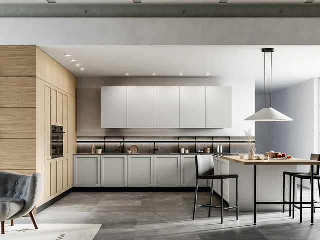 Cucina Moderna con penisola Alma 02 in pet e laminato di Arredo3