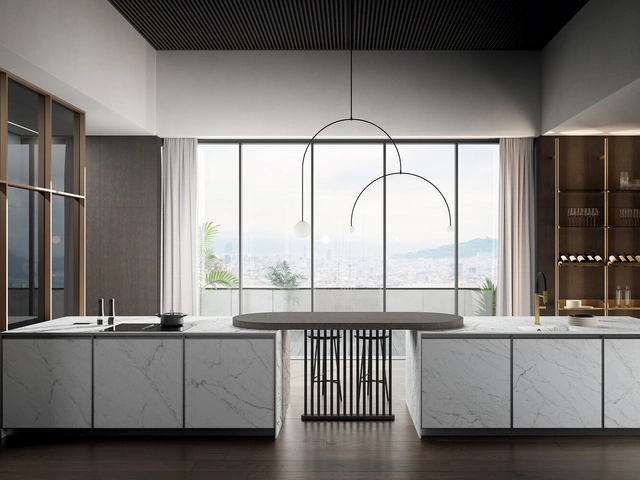 Cucina Moderna con penisola Kronos 01 in laminam di Arredo3