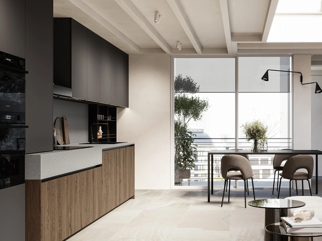 Cucina Moderna lineare Asia 02 in rovere e laccato di Arredo3