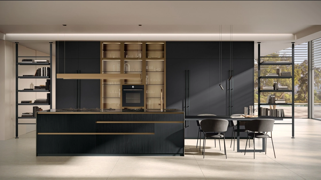Cucina Moderna Brera 02 con isola in laccato e legno di Lube