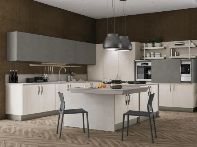 Cucina Moderna con isola Clover 19 di Lube