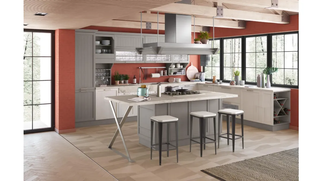 Cucina Moderna Contempo finitura Bianco e Argilla di Creo