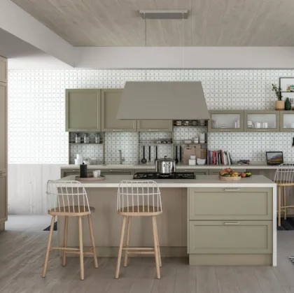 Cucina Moderna Contempo finitura Tortora con ante a Doghe e liscie di Creo