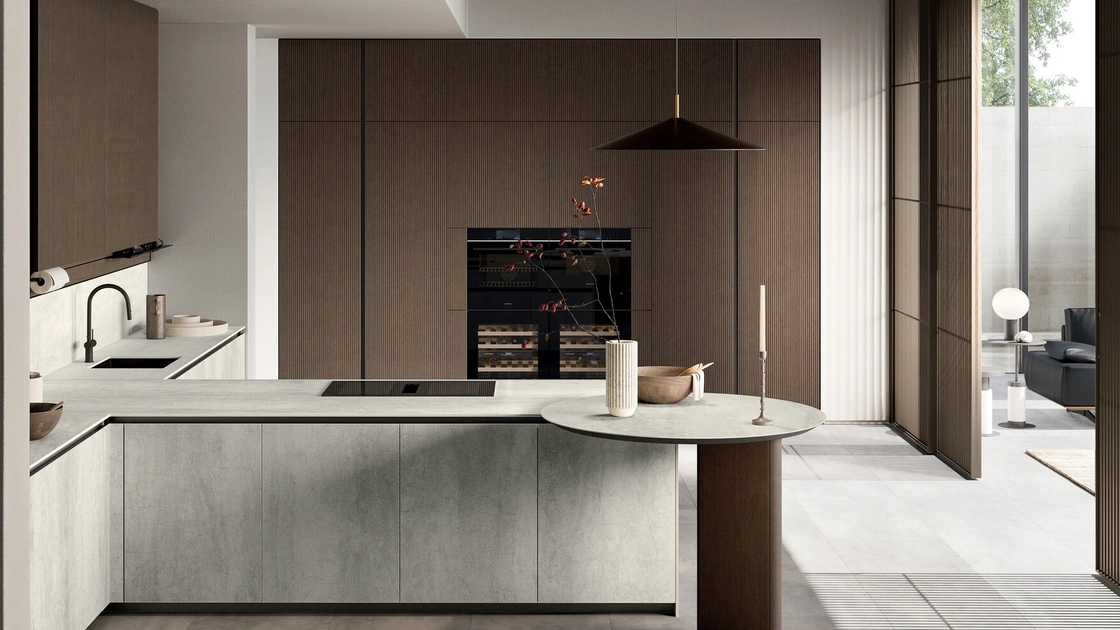 Cucina Moderna con penisola Glass 01 di Arredo3