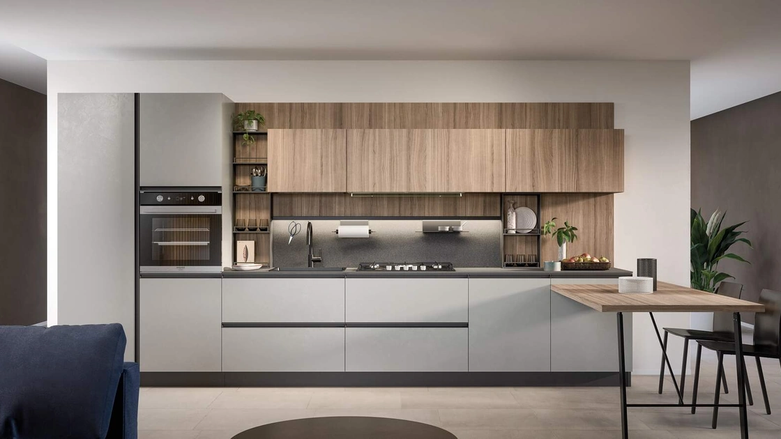 Cucina Moderna lineare con penisola Hera Composizione 01 di Prima Cucine