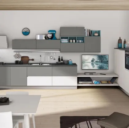 Cucina Moderna Jey Feel finitura Grigio e Bianco di Creo