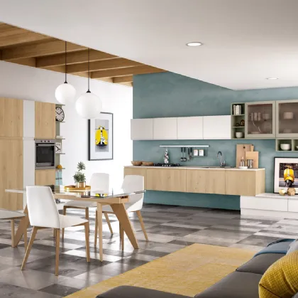 Cucina Moderna lineare Jey Feel finitura Rovere Ortisei e Bianco di Creo