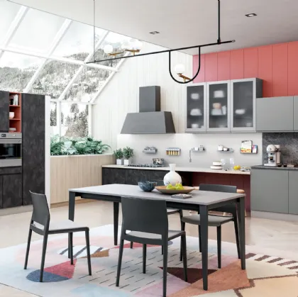 Cucina Moderna Jey Feel finitura Stone Black e Grigio opaco di Creo