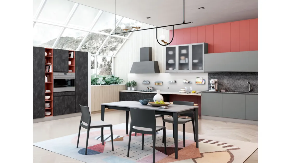 Cucina Moderna Jey Feel finitura Stone Black e Grigio opaco di Creo