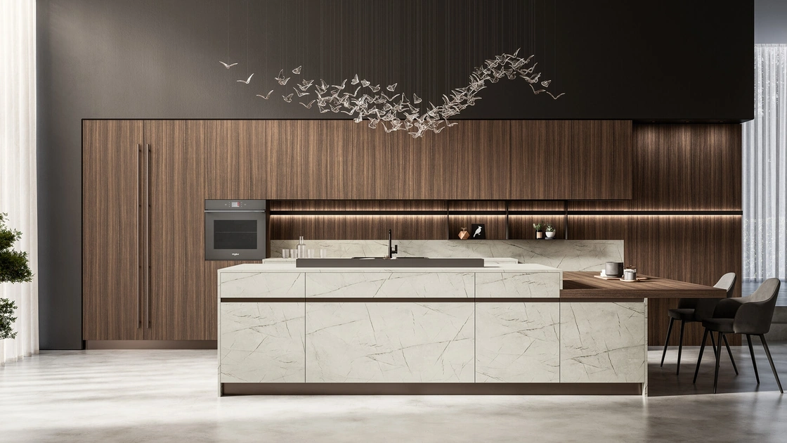 Cucina Moderna con isola in HPL e laminato Kalì di Arredo3