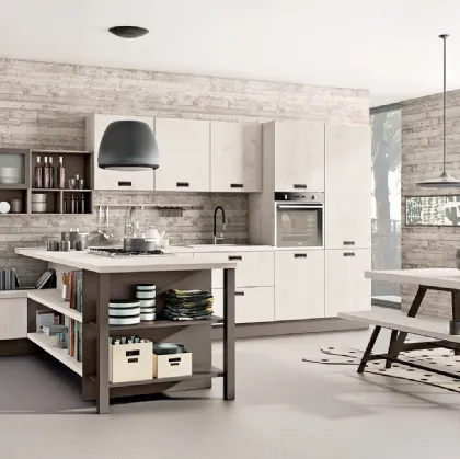 Cucina Moderna Kyra in Rovere Bianco Spazzolato di Creo