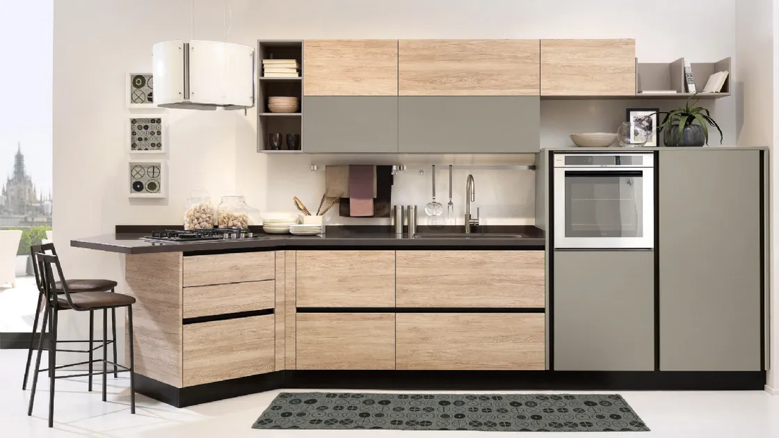 Cucina Moderna Kyra in Rovere Vintage di Creo