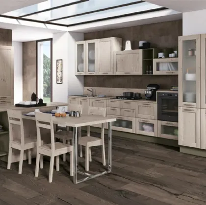 Cucina Kyra Telaio Abete Nordico Bianco e Verde Lichene di Creo