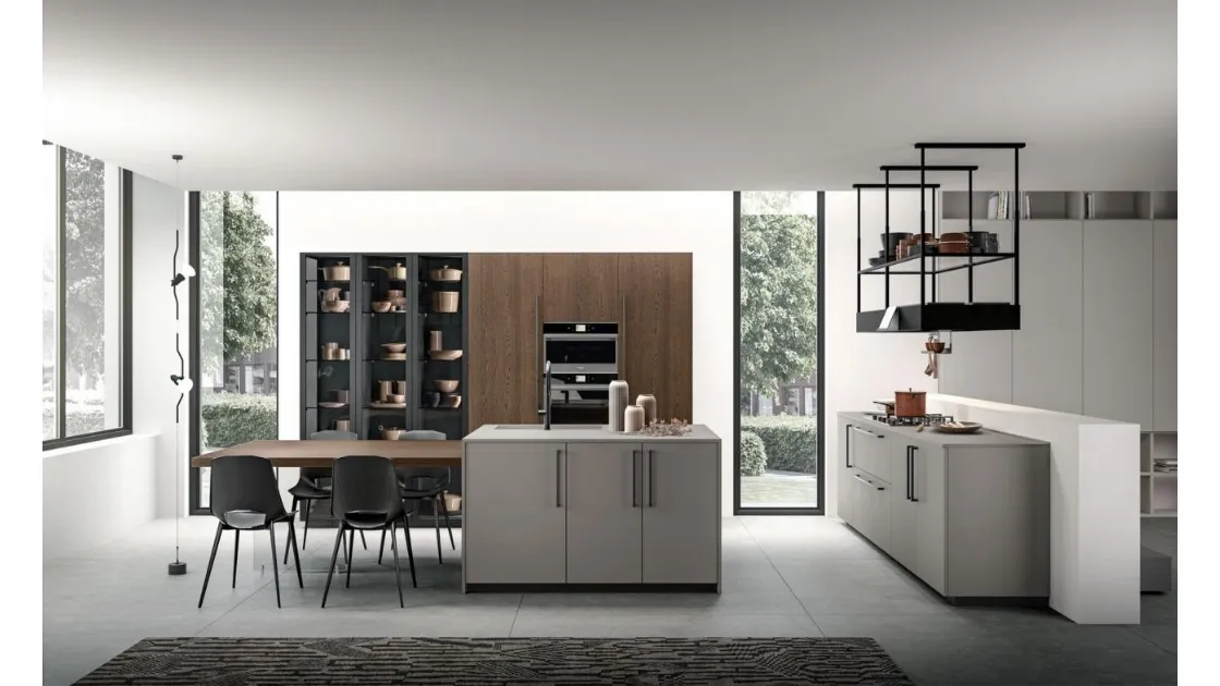 Cucina Moderna con isola Immagina Wood 05 di Lube