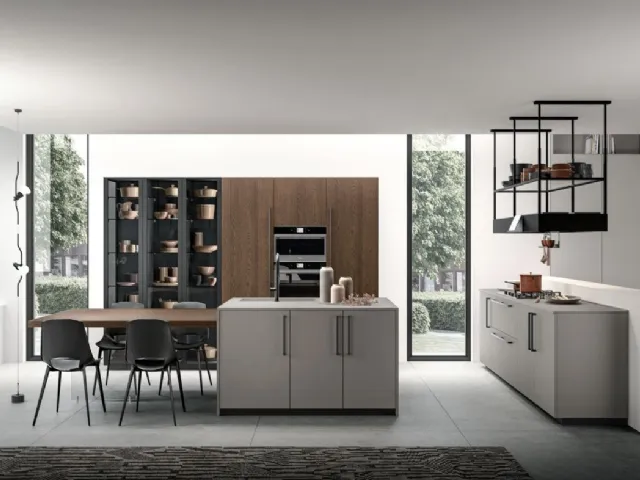 Cucina Moderna con isola Immagina Wood 05 di Lube