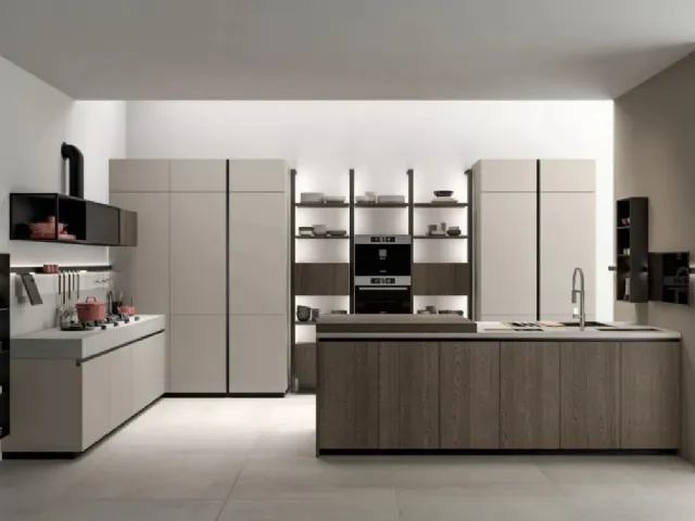 Cucina Moderna con penisola Immagina Wood 06 di Lube