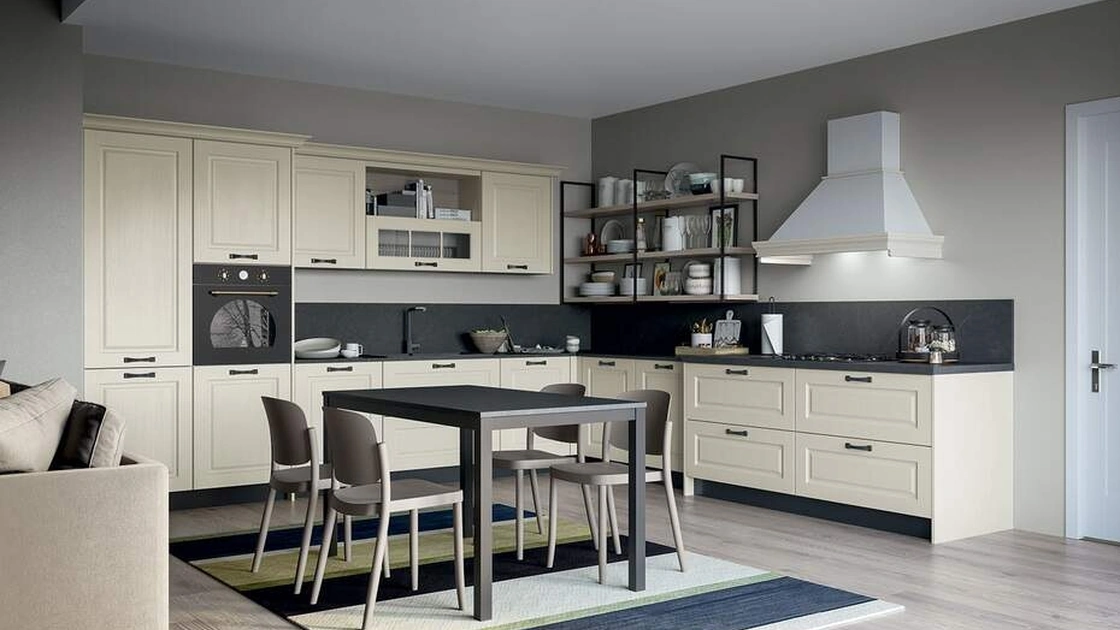 Cucina Moderna angolare Maya Composizione 04 in legno laccato di Prima Cucine