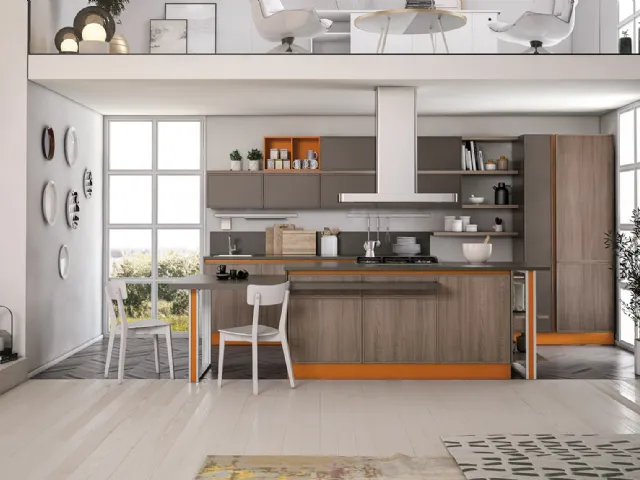 Cucina Moderna Rewind finitura in Frassino Creta di Creo