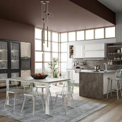 Cucina Moderna Smart finitura Betulla e Bianco di Creo