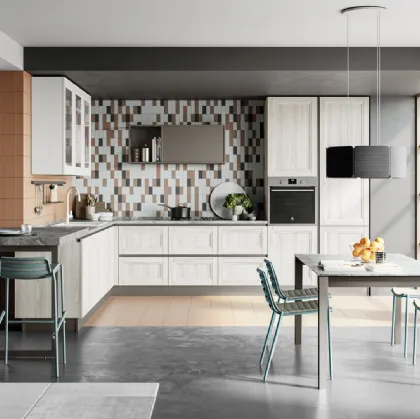 Cucina Moderna Smart finitura Frassino Bianco v4 di Creo