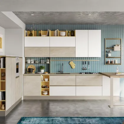 Cucina Moderna Tablet in laccato Bianco e opaco effetto marmorizzato Trani di Creo