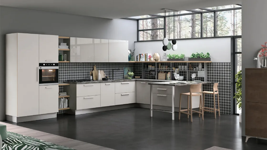 Cucina Moderna Tablet in laccato opaco Bianco Neve di Creo