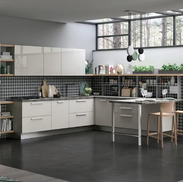 Cucina Moderna Tablet in laccato opaco Bianco Neve di Creo