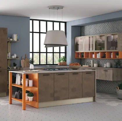 Cucina Moderna Tablet finitura effetto cemento Bronzo di Creo