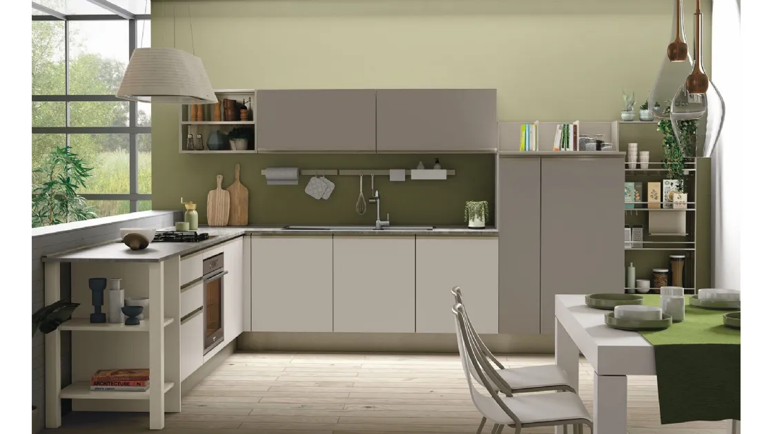 Cucina Moderna angolare Tablet in Laccato Opaco di Creo