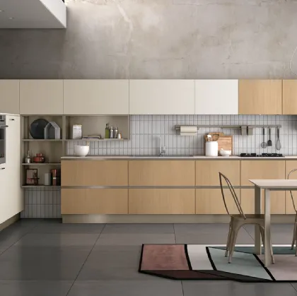 Cucina Moderna angolare Tablet finitura Rovere Arizona e Porcellana di Creo