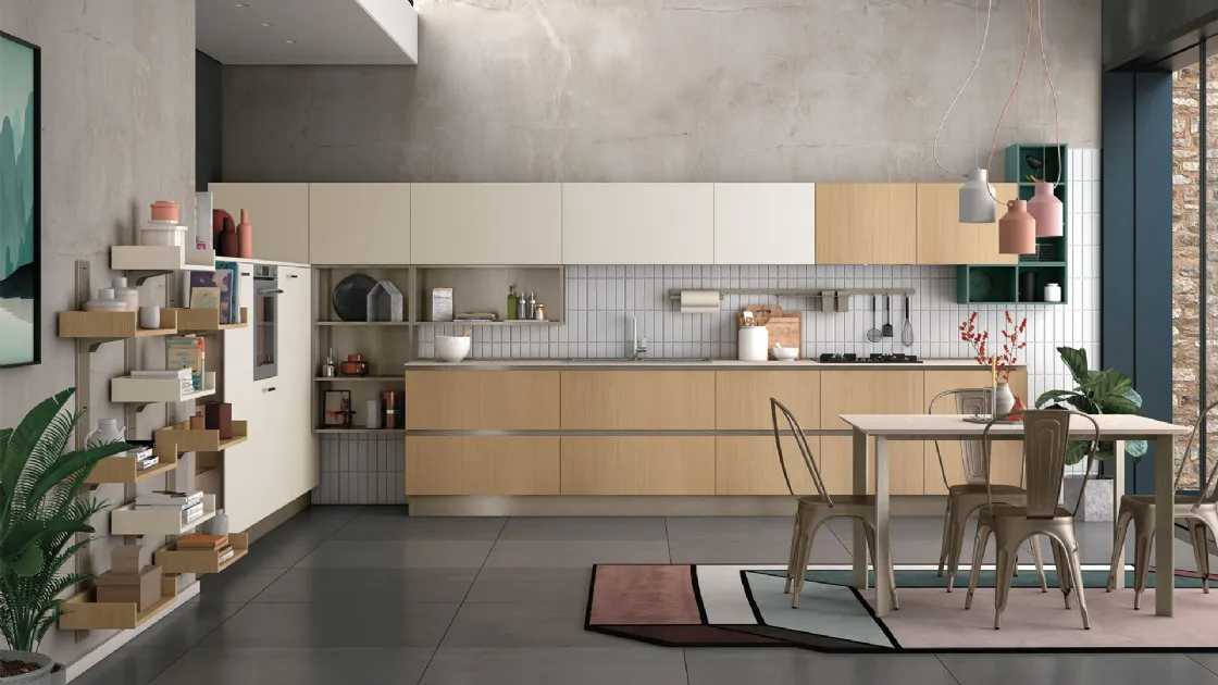 Cucina Moderna angolare Tablet finitura Rovere Arizona e Porcellana di Creo