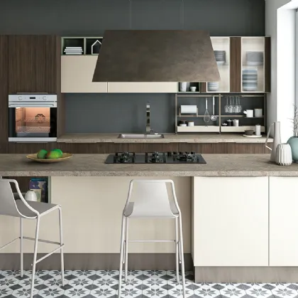 Cucina Moderne Tablet finitura Rovere Dark e laccato opaco di Creo