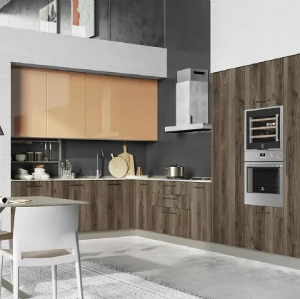 Cucina Moderne angolare Tablet finitura Rovere Tablà di Creo