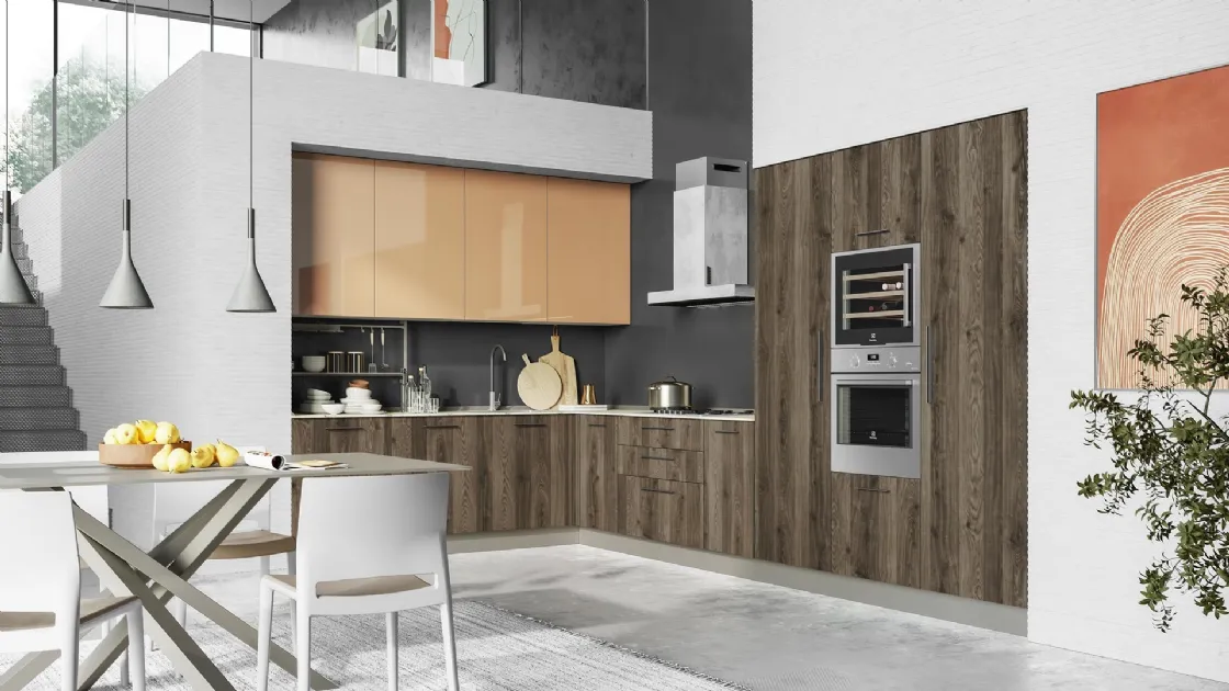 Cucina Moderne angolare Tablet finitura Rovere Tablà di Creo