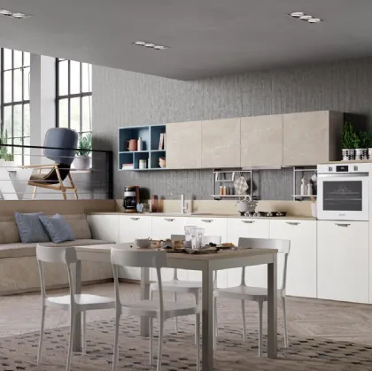 Cucina Moderna Tablet Wood in Rovere Bianco di Creo