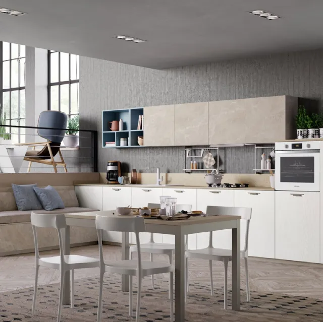Cucina Moderna Tablet Wood in Rovere Bianco di Creo
