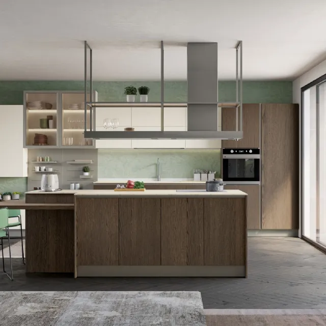 Cucina Moderna Tablet Wood in Rovere Fumè di Creo