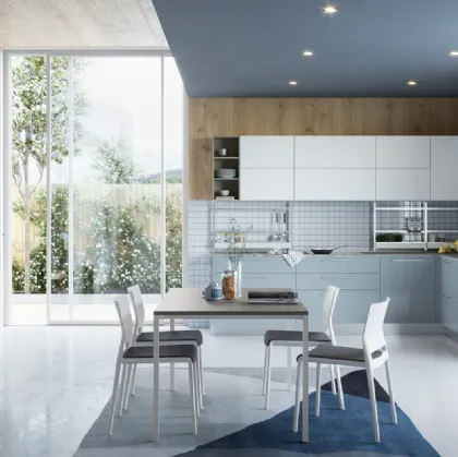 Cucina Moderna angolare Zoe 02 in Laccato Lucido Cielo e Bianco di Creo