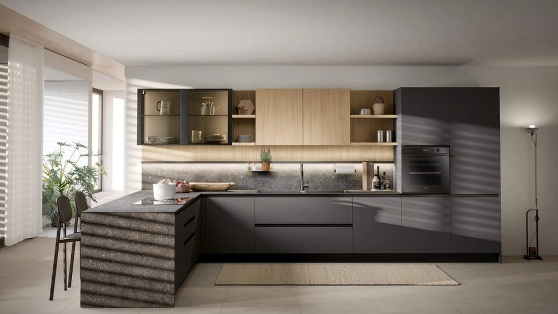 Cucina Moderna con penisola Zoe Composizione 02 di Prima Cucine