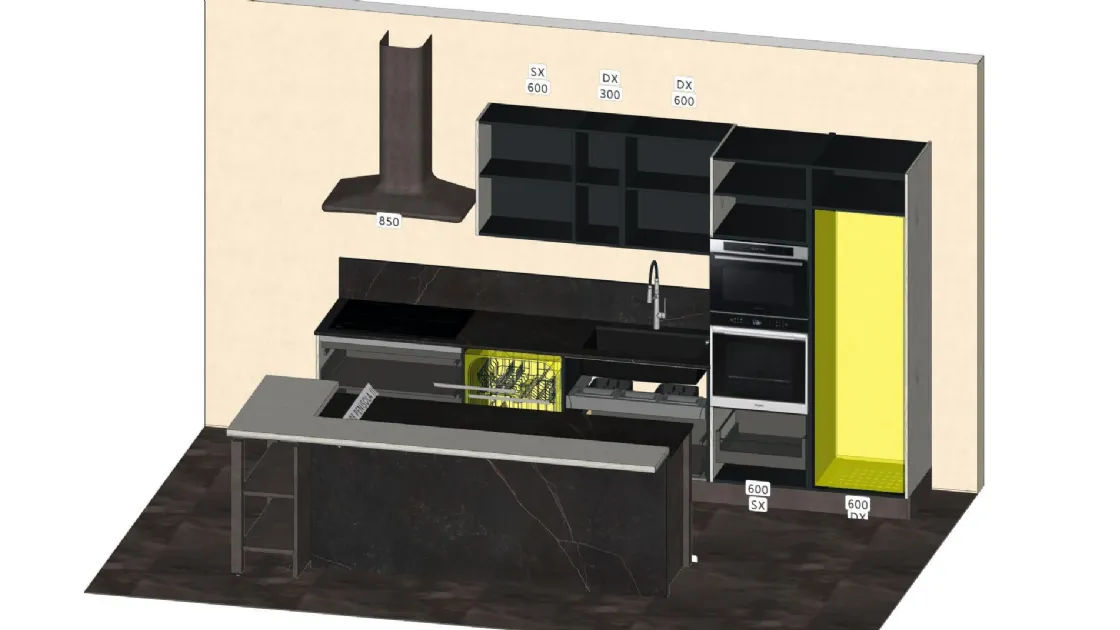 Cucina Kyra Outlet con Elettrodomestici Whirlpool e Top Dekton Kelya - Offerta Imperdibile!