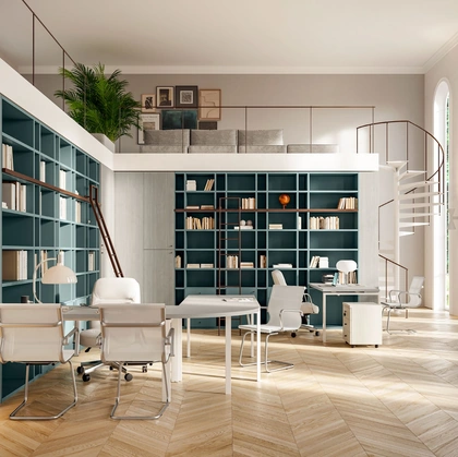 Scrivania Operativa OF109 con libreria angolare di Giessegi