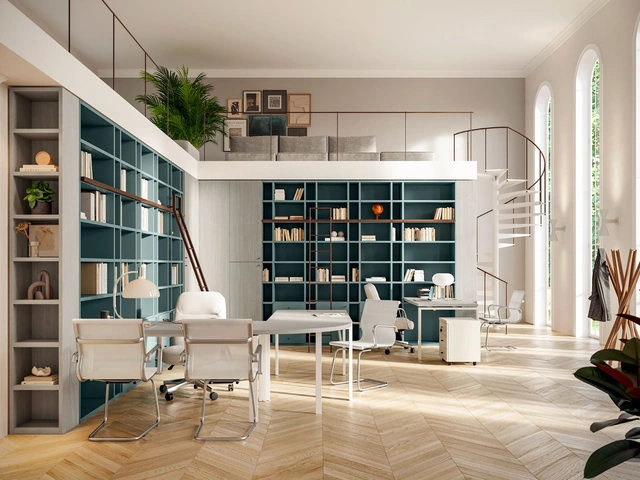 Scrivania Operativa OF109 con libreria angolare di Giessegi